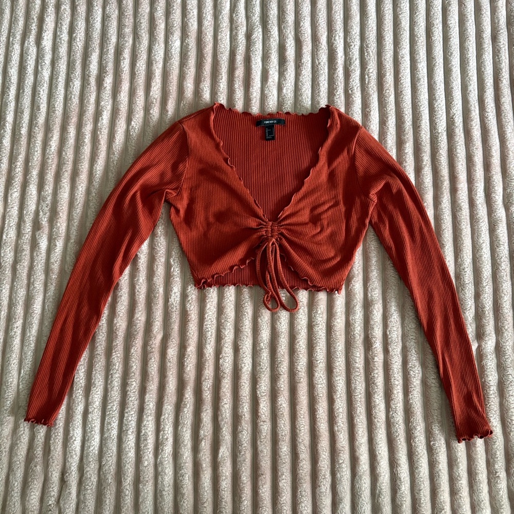 Forever 21 burnt orange Long Sleeve Crop Top
